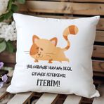 Qoeuyl Boutique Yalvarmak Huyum Değil Gitmek Isterseniz Iterim Baskılı Hediyelik Elyaf Saten Dekoratif Yastık - 28 x 28 cm - Beyaz