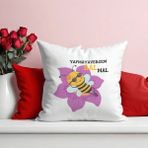 Qoeuyl Boutique Yapmayavercem Bal Mal Baskılı Hediyelik Elyaf Dolgulu Saten Dekoratif Yastık - 39 x 39 cm - Beyaz