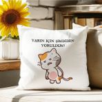 Qoeuyl Boutique Yarın Için Şimdiden Yoruldum! Baskılı Komik Eğlenceli Hediyelik Elyaf Saten Dekoratif Yastık - 39 x 39 cm - Beyaz