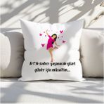 Qoeuyl Boutique Yaşanacak Güzel Günler Için Müsaitim Baskılı Elyaf Dolgulu Hediyelik Yastık - 28 x 28 cm - Renkli