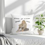 Qoeuyl Boutique Yıkılmadım Ama Bi Oturmam Gerekti Baskılı Komik Hediyelik Elyaf Saten Dekoratif Yastık - 28 x 28 cm - Beyaz