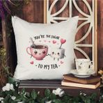 Qoeuyl Boutique You Are The Sugar To My Tea Baskılı Eş Sevgili Romantik Hediyelik Elyaf Saten Dekoratif Yastık - 28 x 28 cm - Beyaz