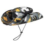 QOHNK AP orman kamuflaj kova şapka geniş ağzına ayarlanabilir balıkçı şapka avcılık dağcılık balıkçılık, Yellow, One Size