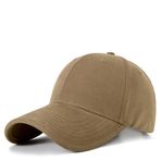 QOHNK AP XXL Büyük Boy Yıkanmış Beyzbol Şapkası, Büyük Başlar için Düşük Profilli Spor Şapkası 60-65 cm/23,6"-25,5", Geniş Kenarlı Ayarlanabilir Baba Şapkası, kahverengi (Light Brown), One Size