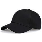 QOHNK Büyük Kafa Şapkası Taktik Atış Spor Balıkçılık Beyzbol Şapkası Açık Hava Avcılık Orman Şapkaları Büyük Başlıklar için, Pure version cap-black, Standard 21.2-23 inches (54-60cm)
