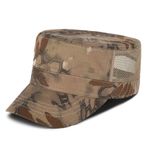 QOHNK Erkekler için düz üst şapka Unisex Cadet ordu kap düz üst Harbiyeli kapaklar ayarlanabilir Snapback açık eğlence kamuflaj şapka nefes örgü, type1 04, One Size-L