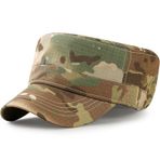 QOHNK Erkekler için düz üst şapka Unisex Cadet ordu kap düz üst Harbiyeli kapaklar ayarlanabilir Snapback açık eğlence kamuflaj şapka nefes örgü, type2 03, One Size-L