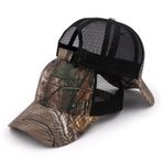 QOHNK Unisex orman kamuflaj beyzbol şapkası örgü camo beyzbol şapkası nefes örgü kap kamyon şoförü şapkalar ayarlanabilir örgü şapka, CamoRT1 Siyah, One Size