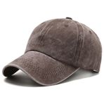 QOHNK Yıkanmış Pamuk Spor Beyzbol Şapkası Erkekler ve Kadınlar için Pamuk Yumuşak Üst Kapaklar Rahat Açık Snapback Kamyon Şoförü Baba Şapkası, Kahve, One Size