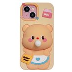QoKcoahn iPhone 11, 3D Kawaii Telefon Kılıfı Sevimli Karikatür Tereyağı Ayı Kabarcıklar Yumuşak Silikon Komik Koruyucu Jel Kapak Kadın Kız iPhone 11 için Kılıf