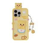 QoKcoahn iPhone 12 Pro Max için Kılıf, 3D Kawaii Telefon Kılıfı Sevimli Karikatür Tereyağı Ayı Bilezik Yumuşak Silikon Komik Koruyucu Jel Kapak Kadın Kız iPhone 12 Pro Max için