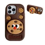 QoKcoahn iPhone 13 Pro/14 Pro için Kılıf, Komik 3D Karikatür Kurabiye Standı Kılıfları Sevimli Kawaii Telefon Kılıfları Yumuşak Silikon Darbeye Dayanıklı Koruyucu Kılıf Kadın Kız iPhone 13 Pro/14 Pro