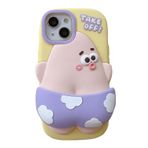 QoKcoahn iPhone 14 Pro için Kılıf, 3D Kawaii Telefon Kılıfları Komik Sevimli Karikatür Tutam Kalça Kapağı Yumuşak Silikon Jel Damla Koruma Kılıfı Kadın Kız iPhone 14 Pro için