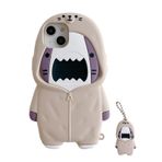 QoKcoahn iPhone 14 Pro Max için Kılıf, Sevimli 3D Kawaii Telefon Kılıfları Komik Kazak Köpekbalığı Karikatür Kapak Anahtarlıklı Yumuşak Silikon Jel Damla Koruma Kılıfı Kadın Kız iPhone 14 Pro Max için