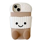 QoKcoahn iPhone 15 Pro için Kılıf, Komik 3D Karikatür Sütlü Çay Fincanı Stand Kılıflı Sevimli Kawaii Telefon Kılıfları Yumuşak Silikon Darbeye Dayanıklı Koruyucu Kılıf Kadın Kız iPhone 15 Pro için