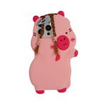 QoKcoahn iPhone 15 Pro Max için Kılıf, 3D Kawaii Telefon Kılıfı Sevimli Karikatür Pembe Capibara Kendin Yap Örgüler Yumuşak Silikon Komik Koruyucu Jel Kapak Kadın Kız iPhone 15 Pro Max için
