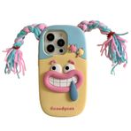 QoKcoahn iPhone 16 Pro Max için Kılıf, Komik 3D Karikatür Kendin Yap Renkli Saç Kız Kılıfları Sevimli Kawaii Telefon Kılıfları Yumuşak Silikon Darbeye Dayanıklı Koruyucu Kılıf Kadın Kız iPhone 16 Pro