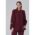 Qooqup Pileli Bluz - 40 - Bordo