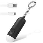 Qoosea Kişisel Güvenlik Alarmı - Safesound Şarj Edilebilir 130 dB Polis Onaylı LED Işıklı Panik Alarmı, Çocuklar, Kadınlar, Yaşlılar ve Öğrenciler için Öz Savunma Anahtarlık (Siyah)