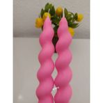 Qosrix 2'li Pudra Pembe Italyan Burgulu Şamdan Soya Mumu Doğal Kokulu Uzun Çubuk Konik Burgu Spiral Mum - Pudra - Pembe - 2 Adet