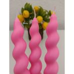 Qosrix 3'lü Pudra Pembe Italyan Burgulu Şamdan Soya Mumu Doğal Kokulu Uzun Çubuk Konik Burgu Spiral Mum - Pudra - Pembe - 3 Adet