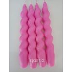 qosrix 4'lü Açık Pembe Renk Italyan Burgulu Şamdan Soya Mumu Doğal Kokulu Uzun Çubuk Konik Burgu Mum Spiral