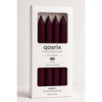 qosrix 4'lü Bordo Şamdan Soya Mumu 1. Kalite Soya Doğal Vanilya Kokulu Uzun Çubuk Konik Mum Dekoratif