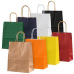 QOWUXHZ 8 Adet Hediye Torbası Küçük Küçük Saplı Kağıt Torba Renkli Hediye Torbası Kraft Kağıt Torba Kağıt Taşıma Çantası Hediyelik Çantalar Düğün Doğum Günü Partileri Noel için 15 x 8 x 21 cm