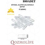 Qozmo Life QOZMOLİFE Orta Boy Şeffaf Bitkisel Jelatin BoşKapsül Helal Sertifikalı 0"600mg (100 Adet)
