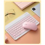Qpart 5 Mini Tasinabilir Kablosuz Bluetooth Klavye Mouse Seti Tasinabilir Ingilizce Q Klavye Pembe