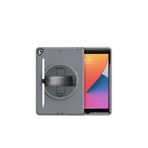 Qpen iPad 10.2 inç (7.nesil) Uyumlu Hand Strap Tablet Kılıfı Gri