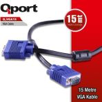 Qport 15 Metre 15PIN Filtreli VGA Monitör Kablosu (Q-VGA15)