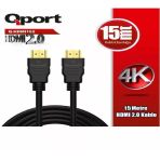 Qport 15 Metre Q-Hdmı152 2.0V 4K 60Hz Altin Uçlu Hdmı Kablo
