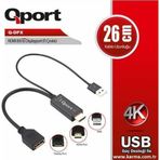 Qport HDMI(M) to Displayport(F) Çevirici Kablo 26Cm Hdmi (QPORT Q-DPX)
