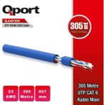Qport Q-CAT6 UTP CAT6 23 AWG 305 mt Mavi Ethernet Kablosu