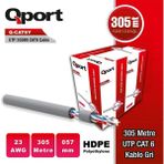 Qport Q-CAT6Y Gri 305 mt 23AWG 0.57 mm Cat6 UTP PE Kablo