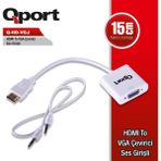 Qport Q-HD-VGJ HDMI To VGA Çevirici Ses ve Güç Girişi Kablosu
