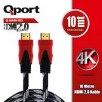 Qport Q-HDMI103 10 mt Altın Uçlu 2.0V 4K 60 Hz Örgülü Kablo