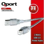 QPORT Q-PR3 3 Metre Yazıcı Kablo USB 2.0 3m Yazıcı Kablo Printer Kablosu