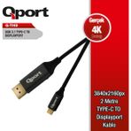Qport Q-Thd Type-C To Dısplay Port 4K 2Mt Cevırıcı Kablo