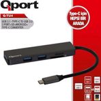 Qport Q-TU4 Siyah USB Çoklayıcı Hub