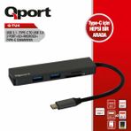 Qport Q TU4 Type-C To USB 3.0 3 Port+SD+Micro SD+Type-C F Çevirici