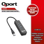 Qport Q-U3G Usb To USB3.0 Çoklayıcı + Ethernet