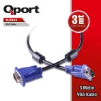 Qport Q-Vga3 3m Filtreli VGA (Monitör)Kablosu