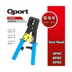 Qport Yeni Nesil Ağ Pensesi ve 100 Adet Delikli Cat6 Konnektör - Jak (100) + Pense