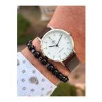Q&Q Marka Retro Kahverengi, 24 ay Garantili, Su Geçirmez, Deri Kordon Erkek Kol Saati+Bileklik