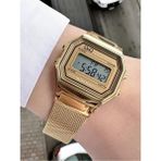 Q&Q Vintage Dijital Kadin Hasir Kordon Kol Saatı Sari
