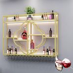 QRBNFRDE Duvar Şarap Rafı, Bar Rafları, Duvar Montajı, Alkollü İçecek Şişeleri Sunum Rafı, LED Işıklı, Alkollü İçki Şişeleri için Şarap Kadehi Rafı, Ev Barı, Yemek Odası, Mutfak, Resta için Mutfak