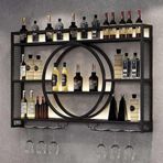 QRBNFRDE Modern Duvar Asma Şarap Rafı, Bardak Tutuculu Modern Duvara Monte Şarap Rafları, Yüzer Bar Rafları, Şarap Demiri Çok Fonksiyonlu Vitrin, Siyah-55,1 x 31,5 x 5,9 p