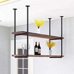 QRBNFRDE Şarap Rafı Ahşap Şarap Rafları, Çift Tavan Depolama Rafı, Asma Şarap Rafı ve Şişe Rafı, Loft Ferforje Retro Kitaplık, Duvara Monte Ev Dekorasyonu, B-120 * 30 * 90 cm